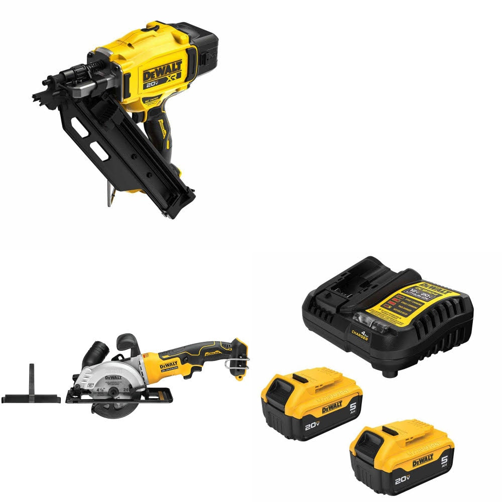 DeWalt DCN930B Framing Nailer Kit W/ DCS571B Circular Saw and FREE DCB205 Battery Kit