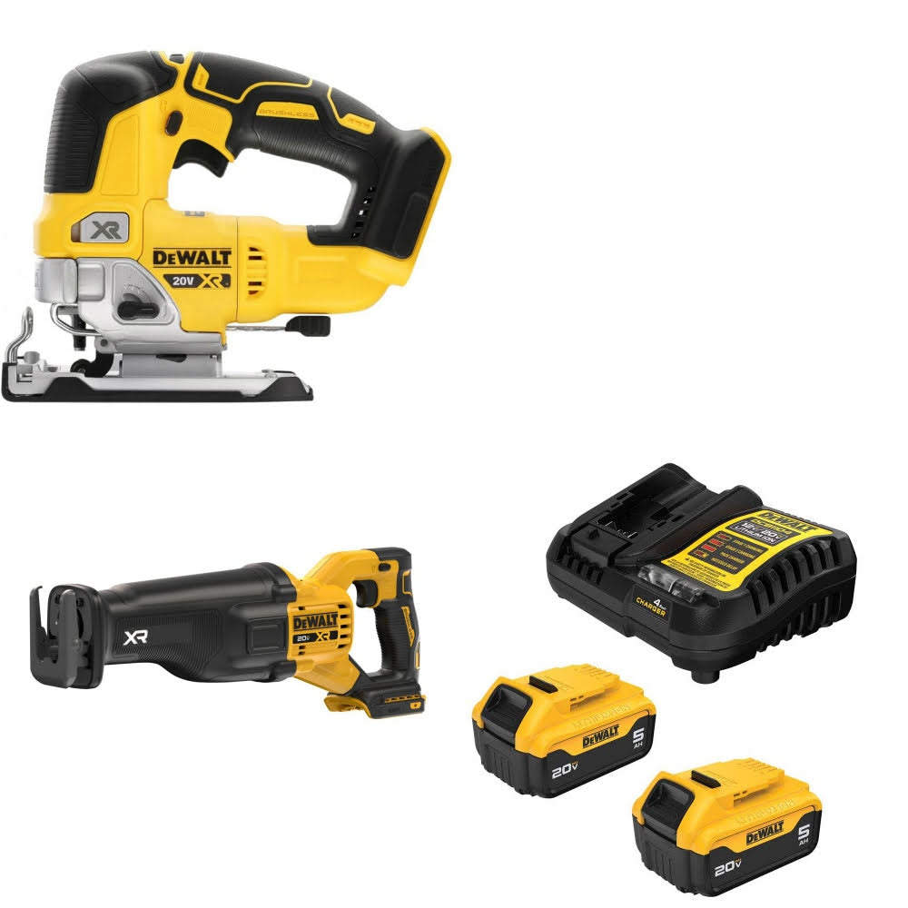 DeWalt DCS334B Jig Saw Kit W/ DCS384B Reciprocating Saw and FREE DCB205-2C Battery Kit