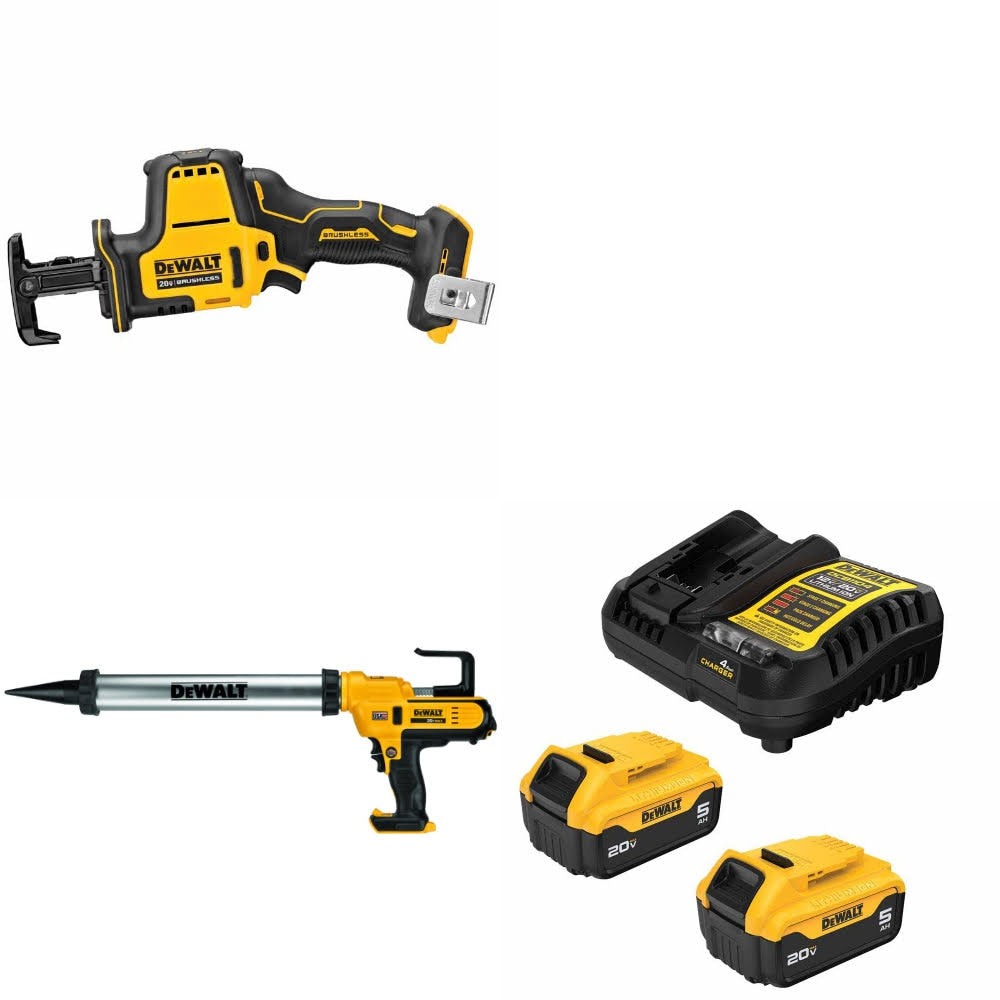 DeWalt DCS369B 20V MAX Reciprocating Saw Kit W/ DCE580B Adhesive Gun and FREE DCB205-2C Battery Kit