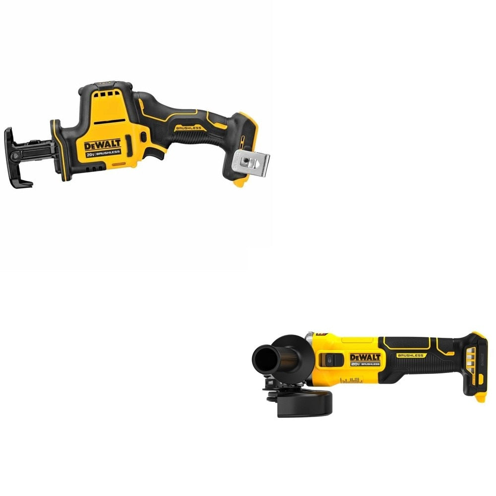 DeWalt DCG407B 20V MAX 4-1/2 in. Slide-Switch Grinder W/ DCS369B One-Handed Recip Saw