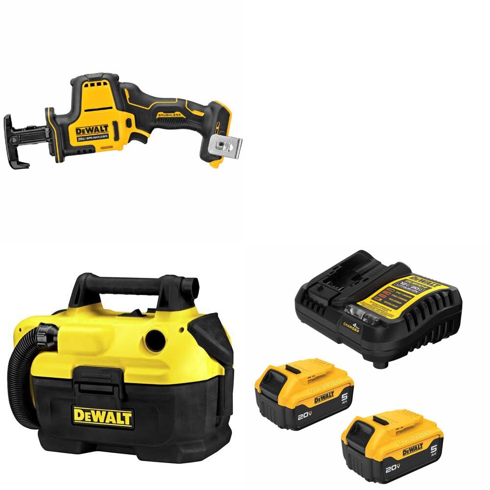 DeWalt DCS369B 20V MAX Reciprocating Saw Kit W/ DCV580H Vacuum and FREE DCB205-2C Battery Kit