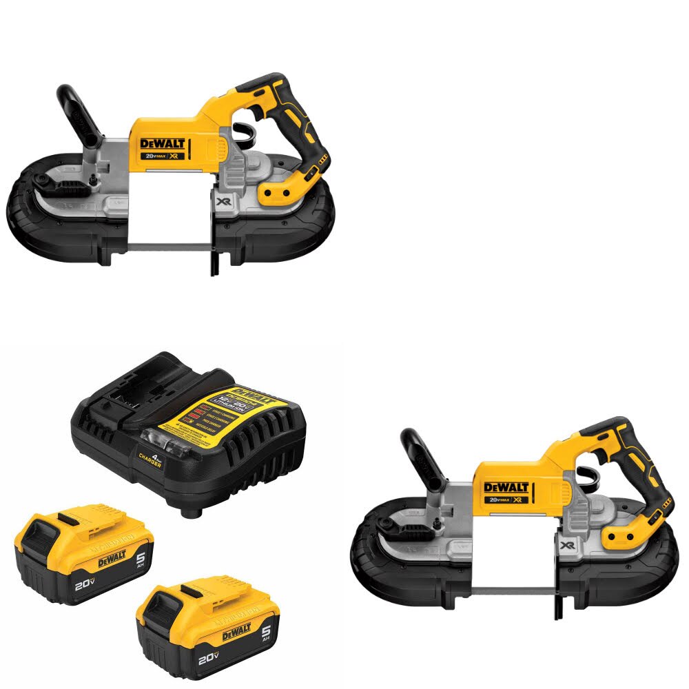 DeWalt DCS374B 20V MAX Deep Cut Band Saw, 2 Pack Kit W/ FREE DCB205-2C 20V MAX 5Ah Battery Kit