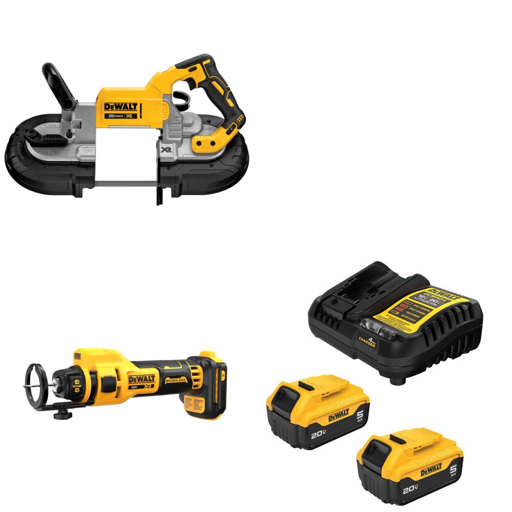 DeWalt DCS374B Band Saw Kit W/ DCE555B Drywall Tool and FREE DCB205-2C Battery Kit