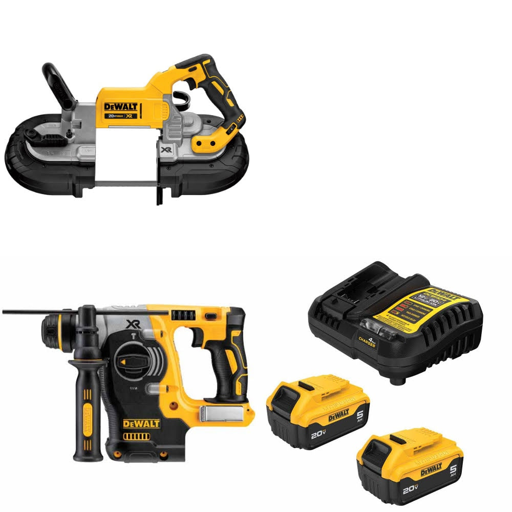 DeWalt DCS374B Band Saw Kit W/ DCH273B Rotary Hammer and FREE DCB205-2C Battery Kit