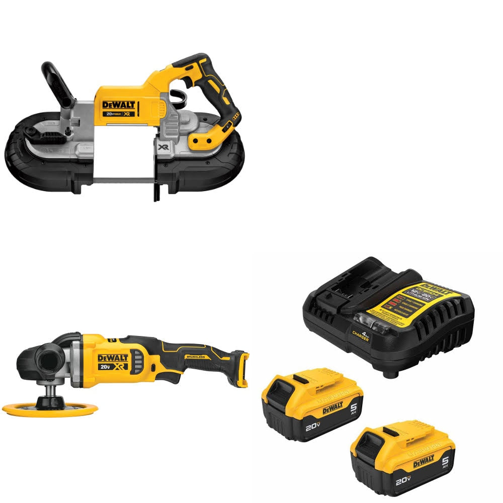 DeWalt DCS374B Band Saw Kit W/ DCM849B Rotary Polisher and FREE DCB205 Battery Kit