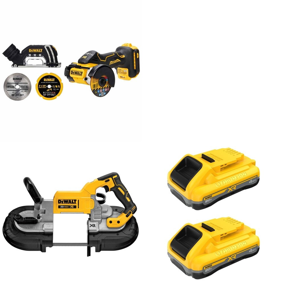 DeWalt DCS374B 20V MAX Deep Cut Band Saw W/ DCB2104-2 POWERPACK 4Ah 2-Pack and DCS438B