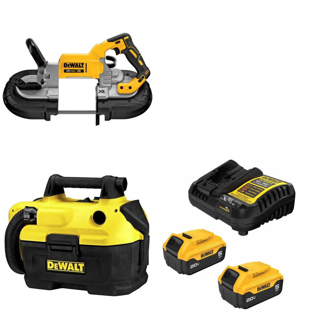 DeWalt DCS374B Band Saw Kit W/ DCV580H Wet/Dry Vacuum and FREE DCB205-2C Battery Kit