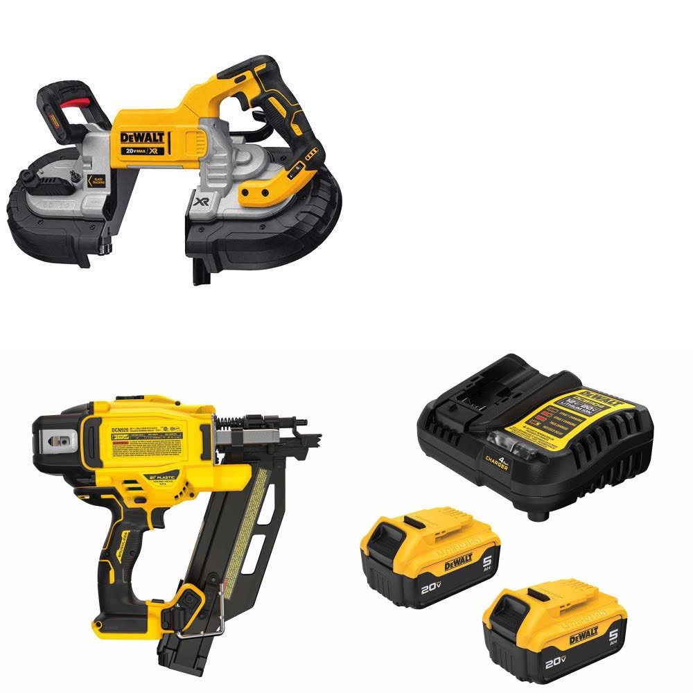 DeWalt DCS376B Bandsaw Kit W/ DCN920B Framing Nailer and FREE DCB205 Battery Kit
