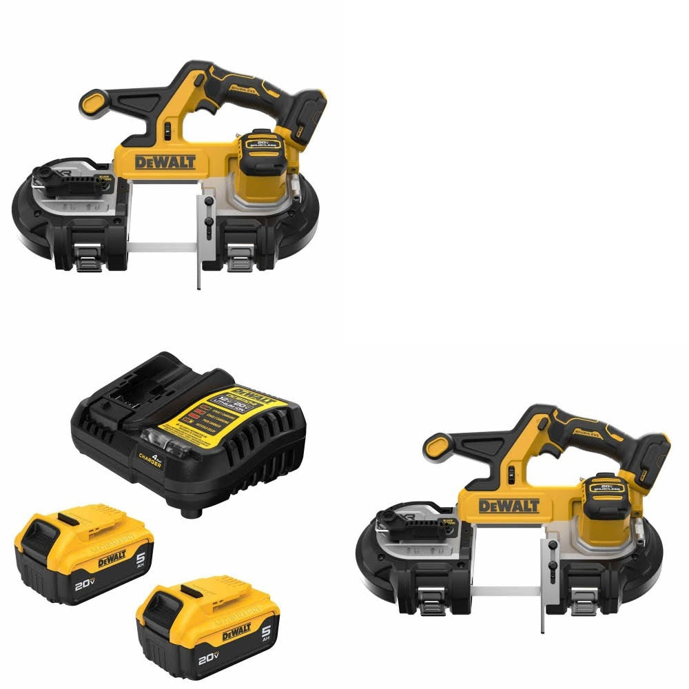 DeWalt DCS378B 20V Band Saw, 2 Pack Kit W/ FREE DCB205-2C 20V MAX 5Ah Battery Kit