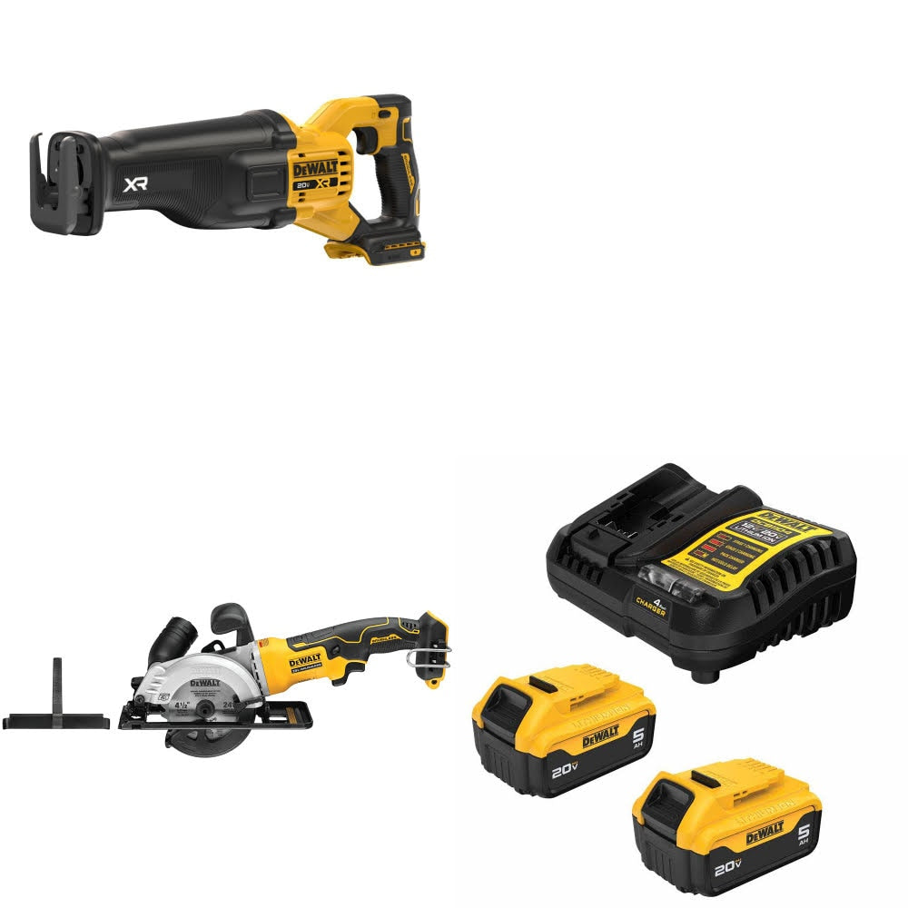 DeWalt DCS384B 20V Max Reciprocating Saw Kit W/ DCS571B Circular Saw and FREE DCB205-2C Battery Kit