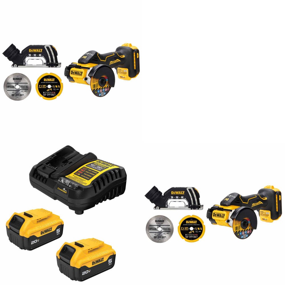 DeWalt DCS438B 20V MAX XR Cut-Off Tool, 2 Pack Kit W/ FREE DCB205-2C 20V MAX 5Ah Battery Kit