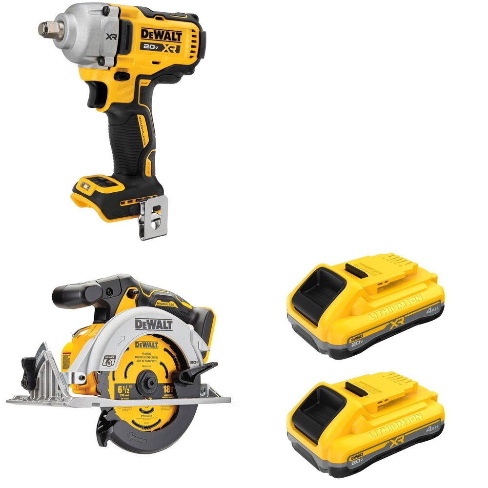 DeWalt DCF891B Mid-Range Impact Wrench W/ DCB2104-2 and DCS565B 6-1/2 in. Circular Saw