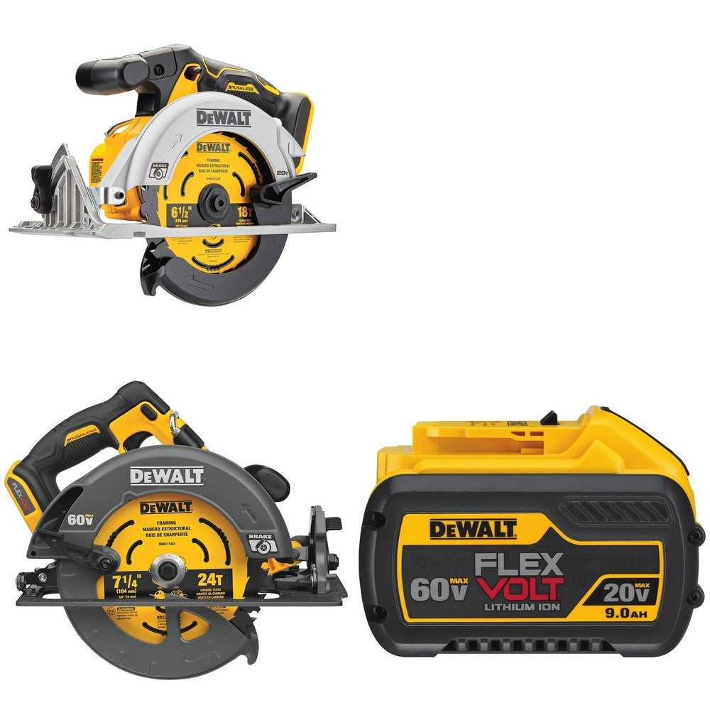 DeWalt DCS578B 60V MAX 7-1/4 in. Circular Saw W/ DCB609 FLEXVOLT 9.0Ah Battery and DCS565B
