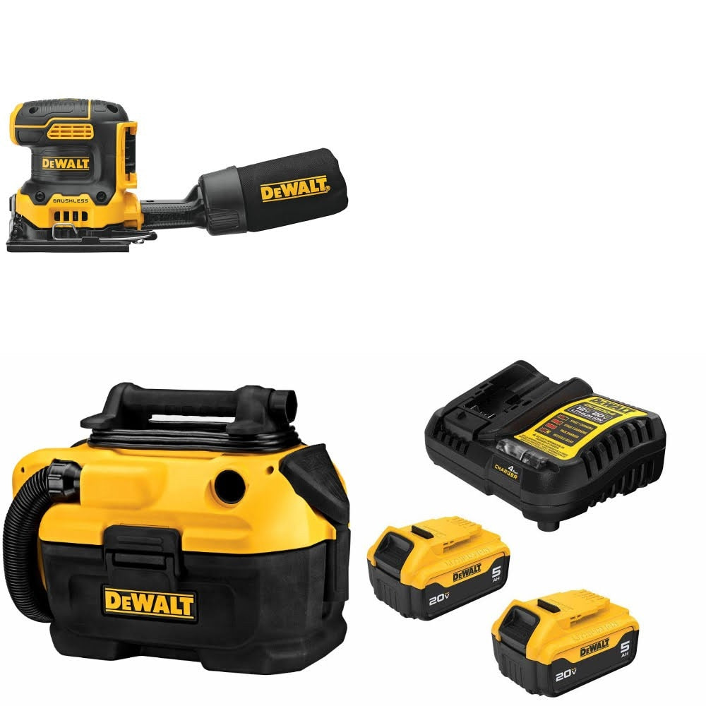 DeWalt DCW200B 20V MAX Sander Kit W/ DCV581H Wet-Dry Vacuum and FREE DCB205 Battery Kit