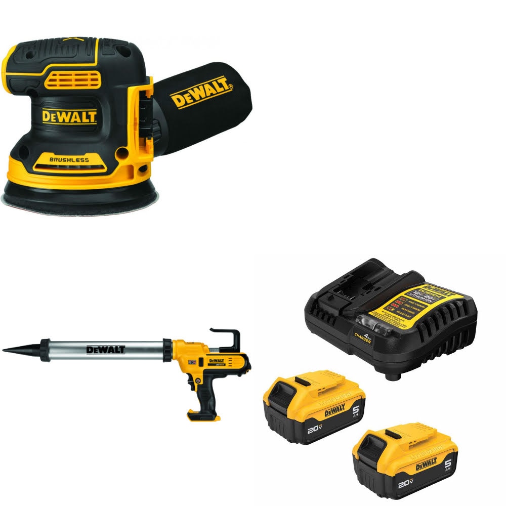 DeWalt DCW210B 20V MAX XR Sander Kit W/ DCE580B Adhesive Gun and FREE DCB205 Battery Kit