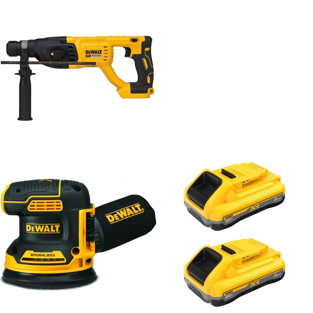 DeWalt DCB2104-2 POWERPACK 4Ah 2-Pack W/ DCH133B D-Handle Rotary Hammer and DCW210B