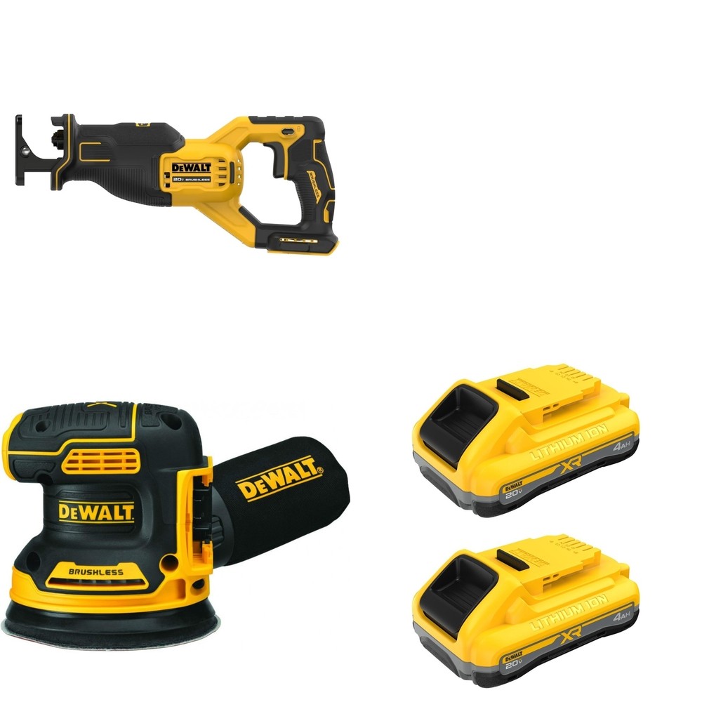 DeWalt DCB2104-2 POWERPACK 4Ah 2-Pack W/ DCW210B Random Orbital Sander and DCS382B