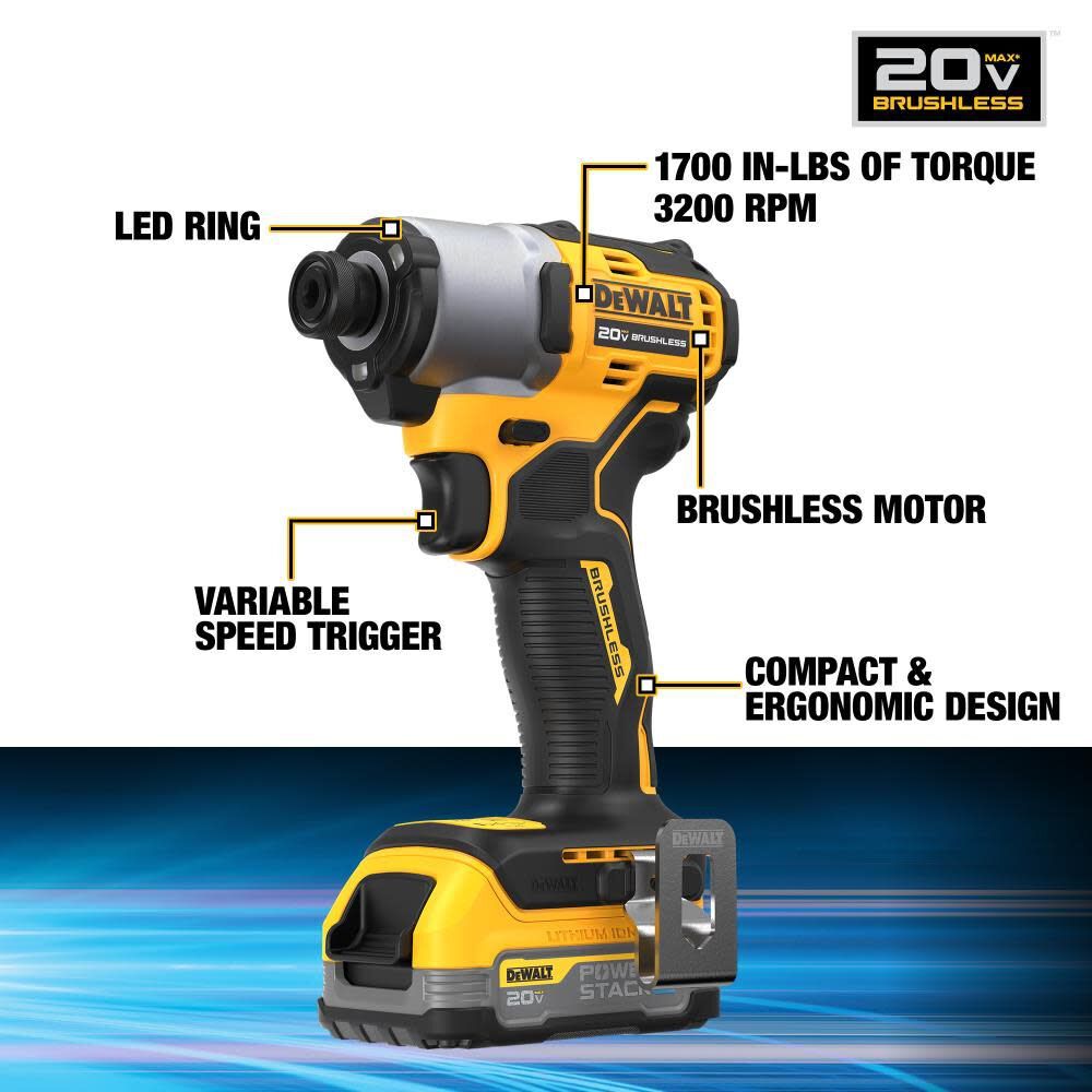 DeWalt DCF840E1 20V Impact Driver with PowerStack Battery