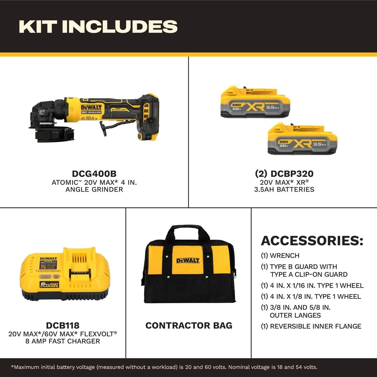 DeWalt DCG400S2 ATOMIC 20V MAX* 4 in. Angle Grinder Kit with XR POWERSTACK - 5