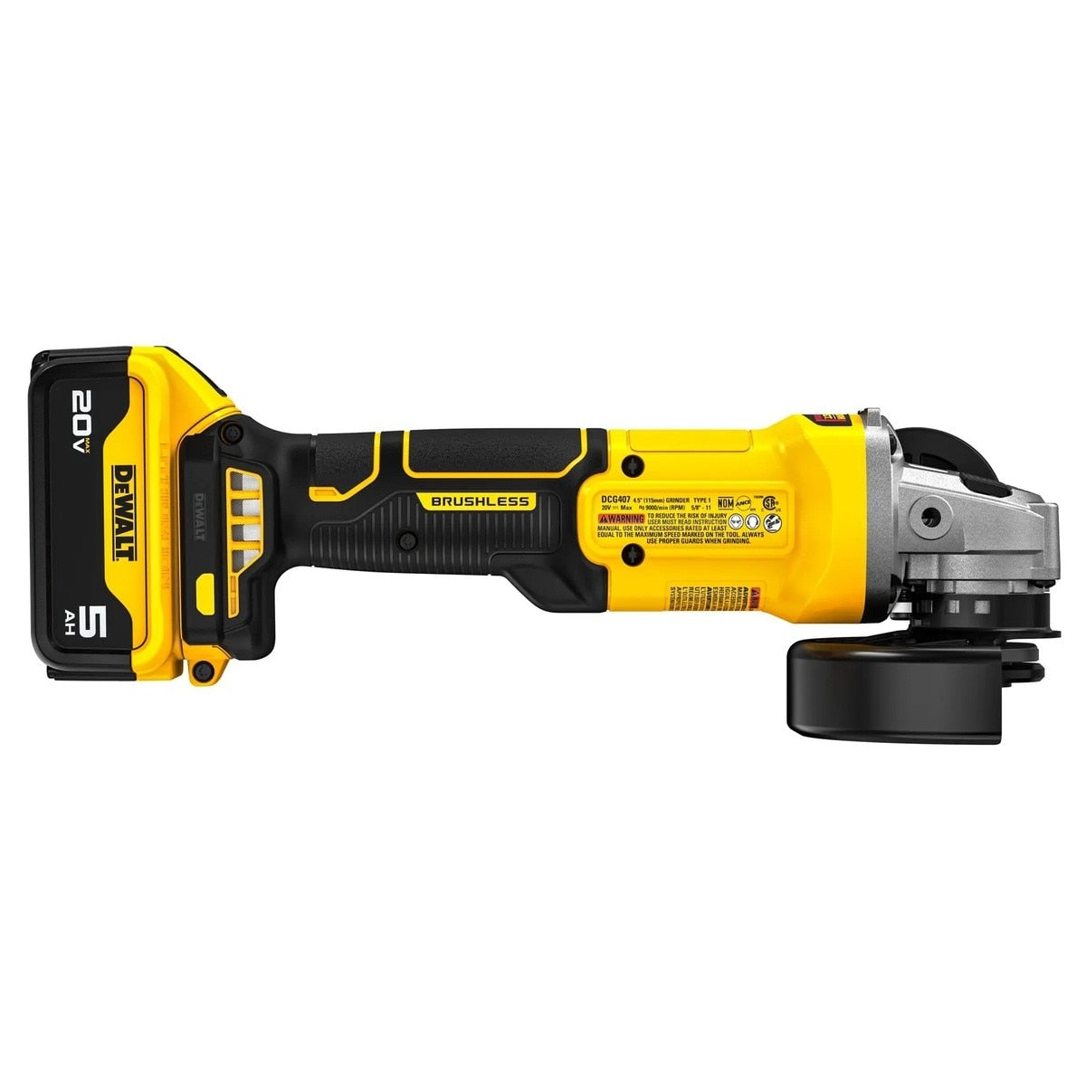 DeWalt DCG407P1 20V MAX Brushless Cordless 4 1/2 in. Slide-Switch Grinder Kit - 6