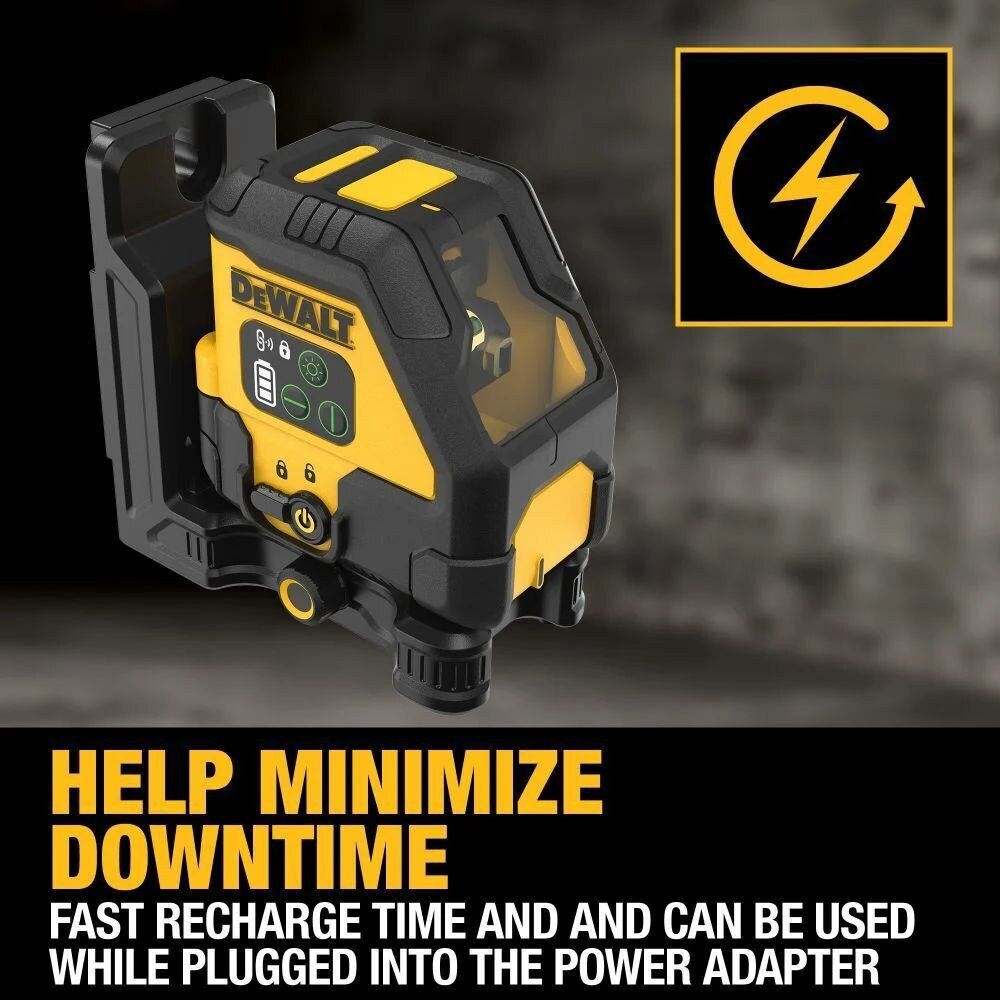 DeWalt DCLE14201GB USB Rechargeable Green Cross Line Laser Base Kit - 3