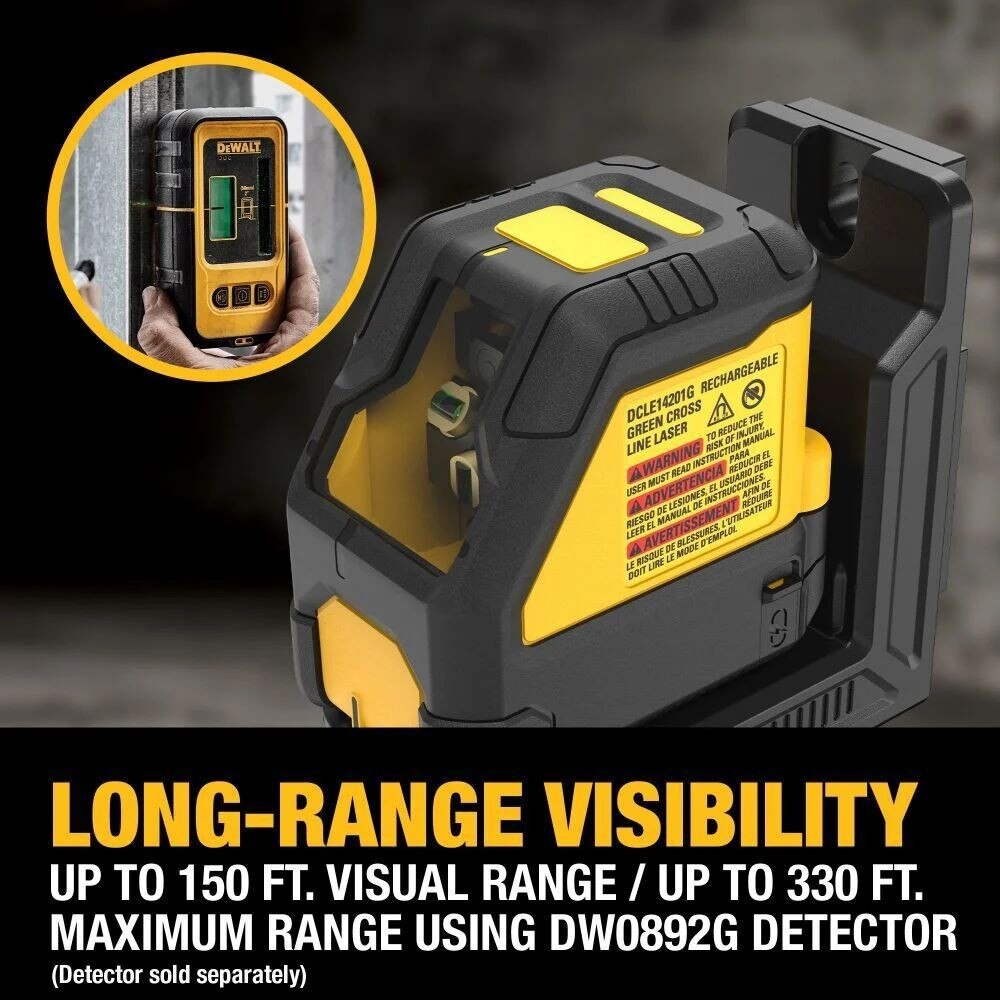 DeWalt DCLE14201RB USB Rechargeable Red Cross Line Laser Base Kit - 5