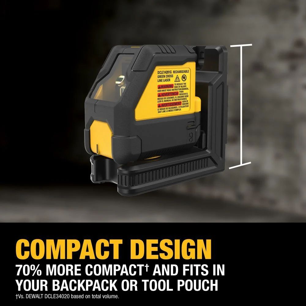 DeWalt DCLE14201RB USB Rechargeable Red Cross Line Laser Base Kit - 8