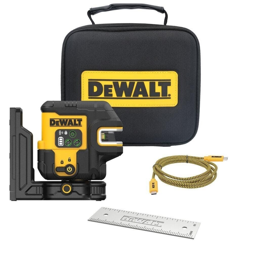 DeWalt DCLE14221GB 150' Green Crossline and 2-Spot Laser Level with USB-C Charger