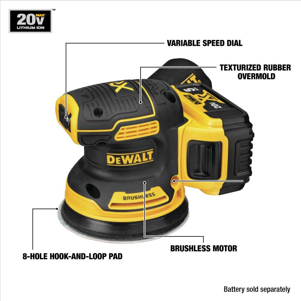 DeWalt DCW210P1 20V Max* XR 5" Cordless Random Orbital Sander Kit - 2