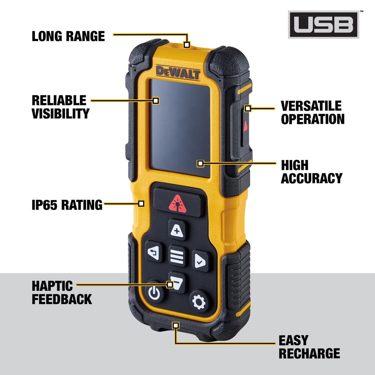 DeWalt DWHT78200 200 ft Lithium-Ion Laser Distance Measurer with Backlit Rotating Display and IP65 Rating - 4