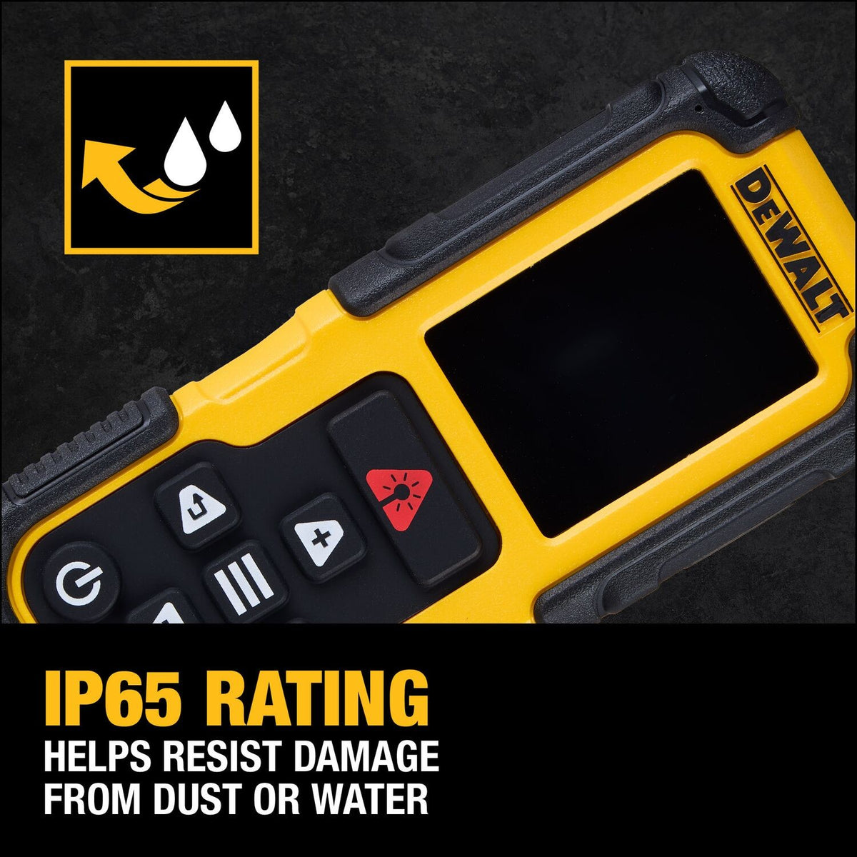 DeWalt DWHT78200 200 ft Lithium-Ion Laser Distance Measurer with Backlit Rotating Display and IP65 Rating - 7