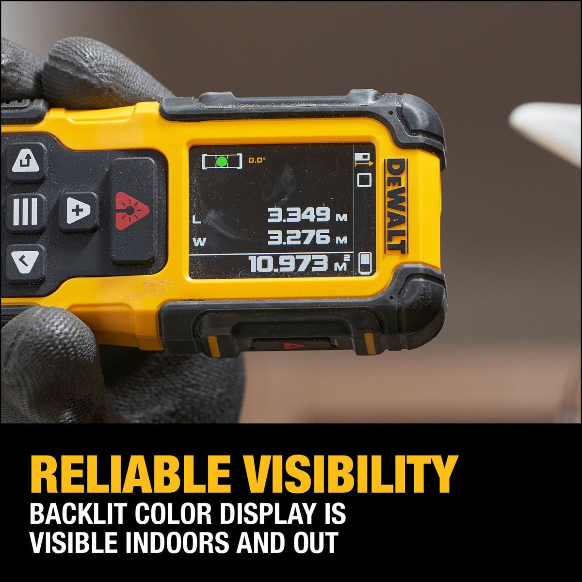 DeWalt DWHT78200 200 ft Lithium-Ion Laser Distance Measurer with Backlit Rotating Display and IP65 Rating - 8