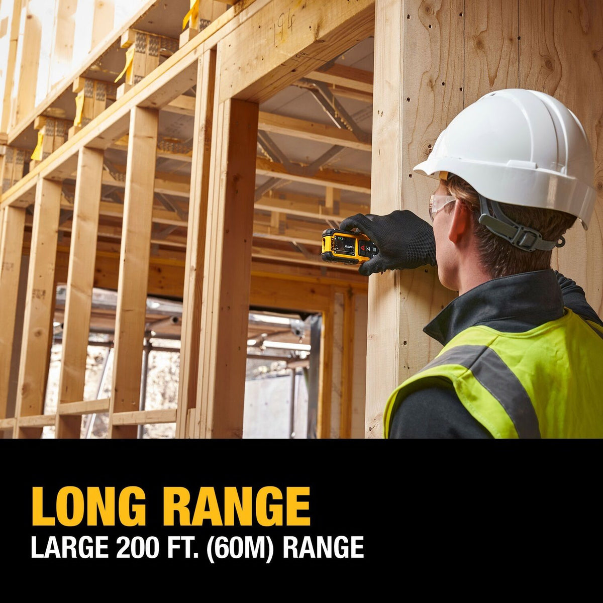 DeWalt DWHT78200 200 ft Lithium-Ion Laser Distance Measurer with Backlit Rotating Display and IP65 Rating - 9
