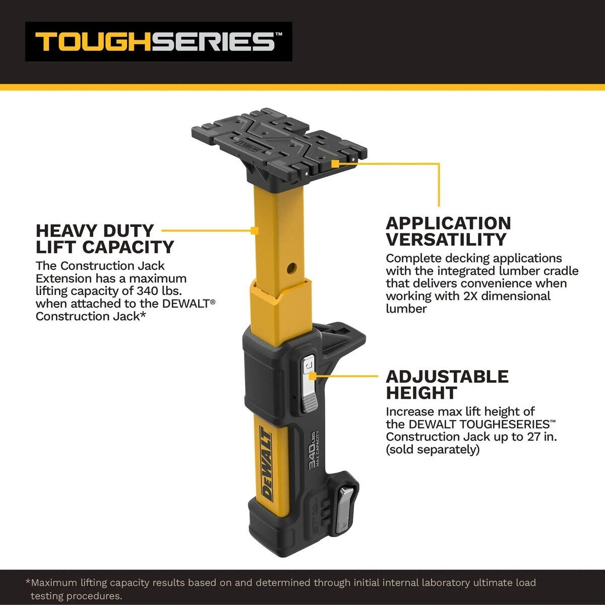 DeWalt DWHT83554 ToughSeries Construction Jack Extension Adjustable 12-27" Height 340 lb Capacity - 3