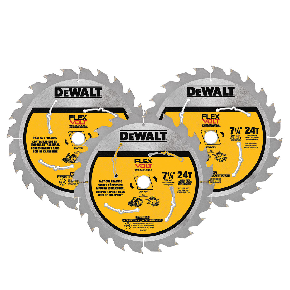 DeWalt DWAFV37243 7-1/4" Circular Saw Blade 3 Pack