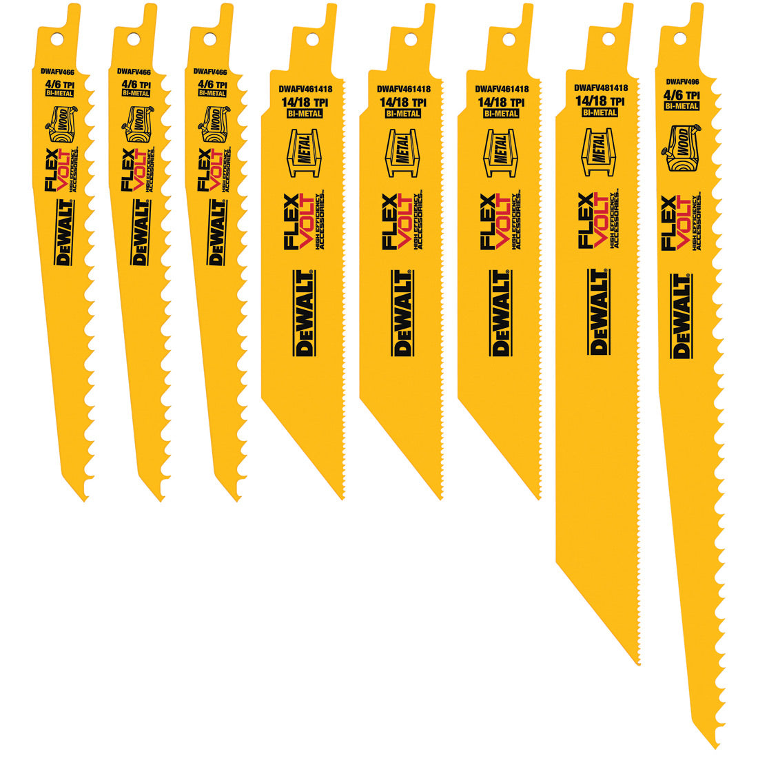 DeWalt DWAFV48SET 8 Piece Wood and Metal Reciprocating Saw Blade Set