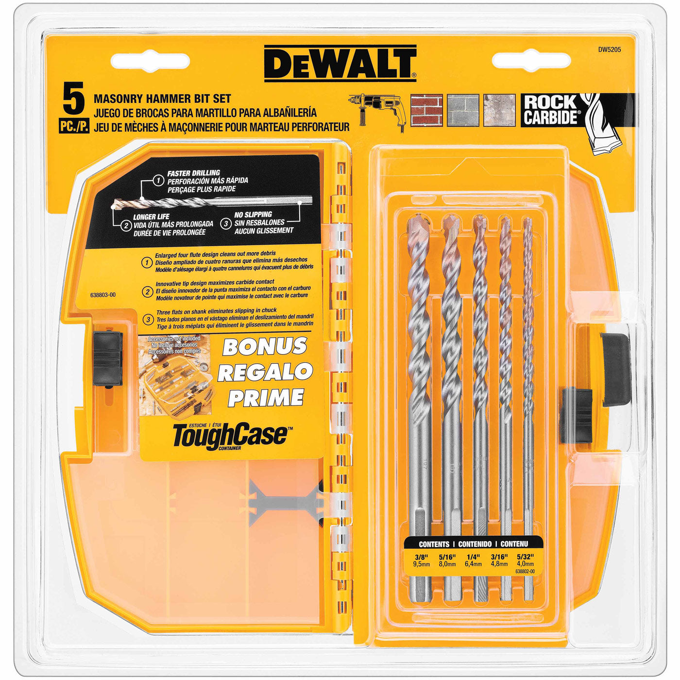 DeWalt DW5205 DeWalt 5 Pc. Premium Percussion Masonry Drill Bit Set