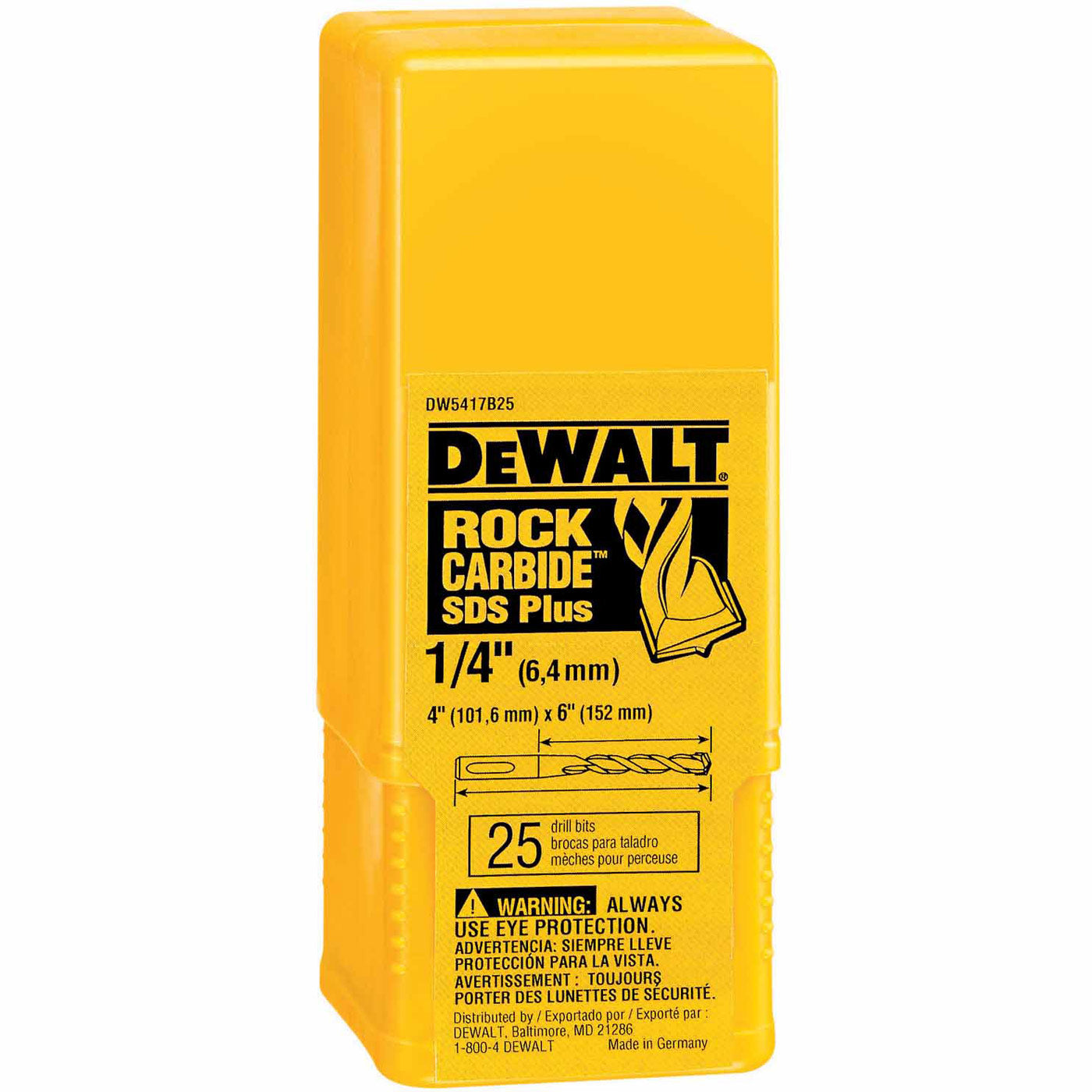 DeWalt DW5417B25 DeWalt 1/4" x 4" x 6" Rock Carbide™ SDS+ Hammer Bit (Bulk 25)