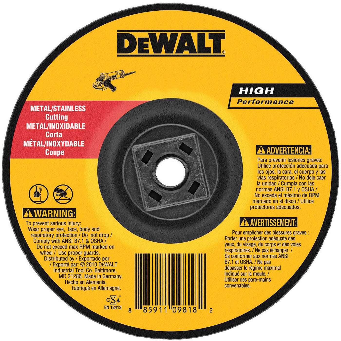 DeWalt DW8424H 4-1/2" x .045" x 5/8"-11 Metal Cutting Wheel