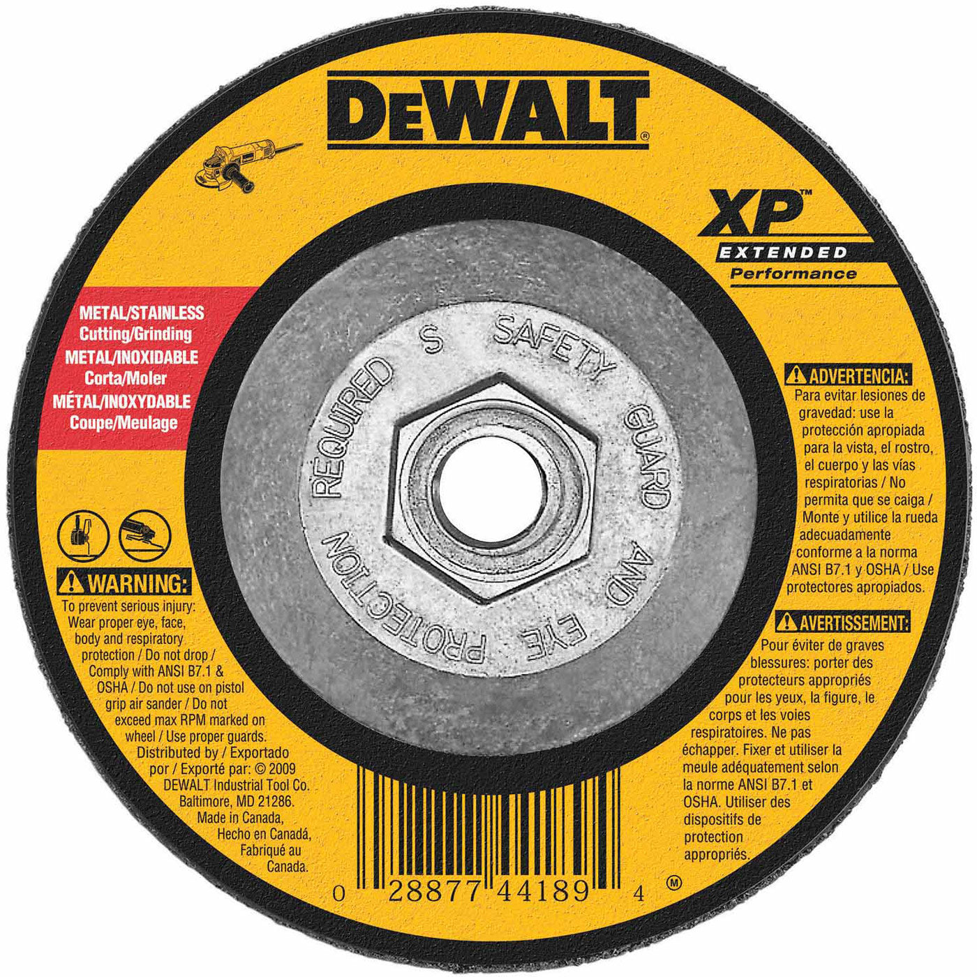 DeWalt DW8809 4-1/2" x 1/4" x 5/8"-11 XP Grinding Wheel