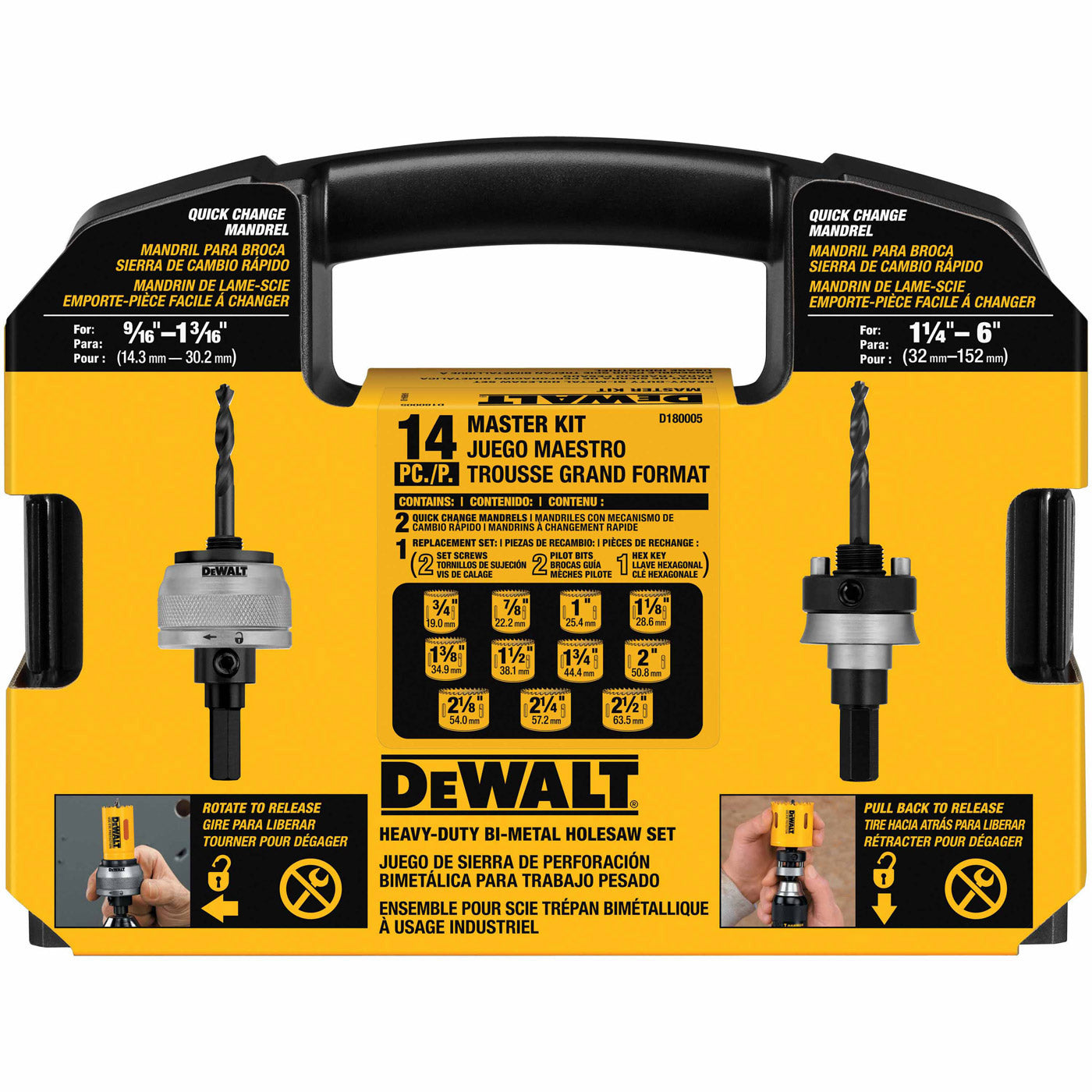 DeWalt D180005 14 Piece Master Hole Saw Kit