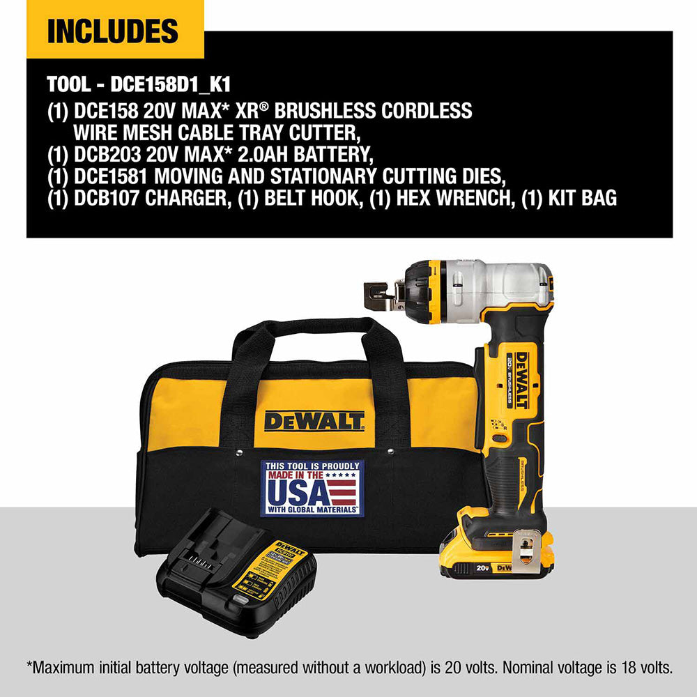 DeWalt DCE158D1 20V MAX* XR(R) Brushless Cordless Wire Mesh Cable Tray Cutter