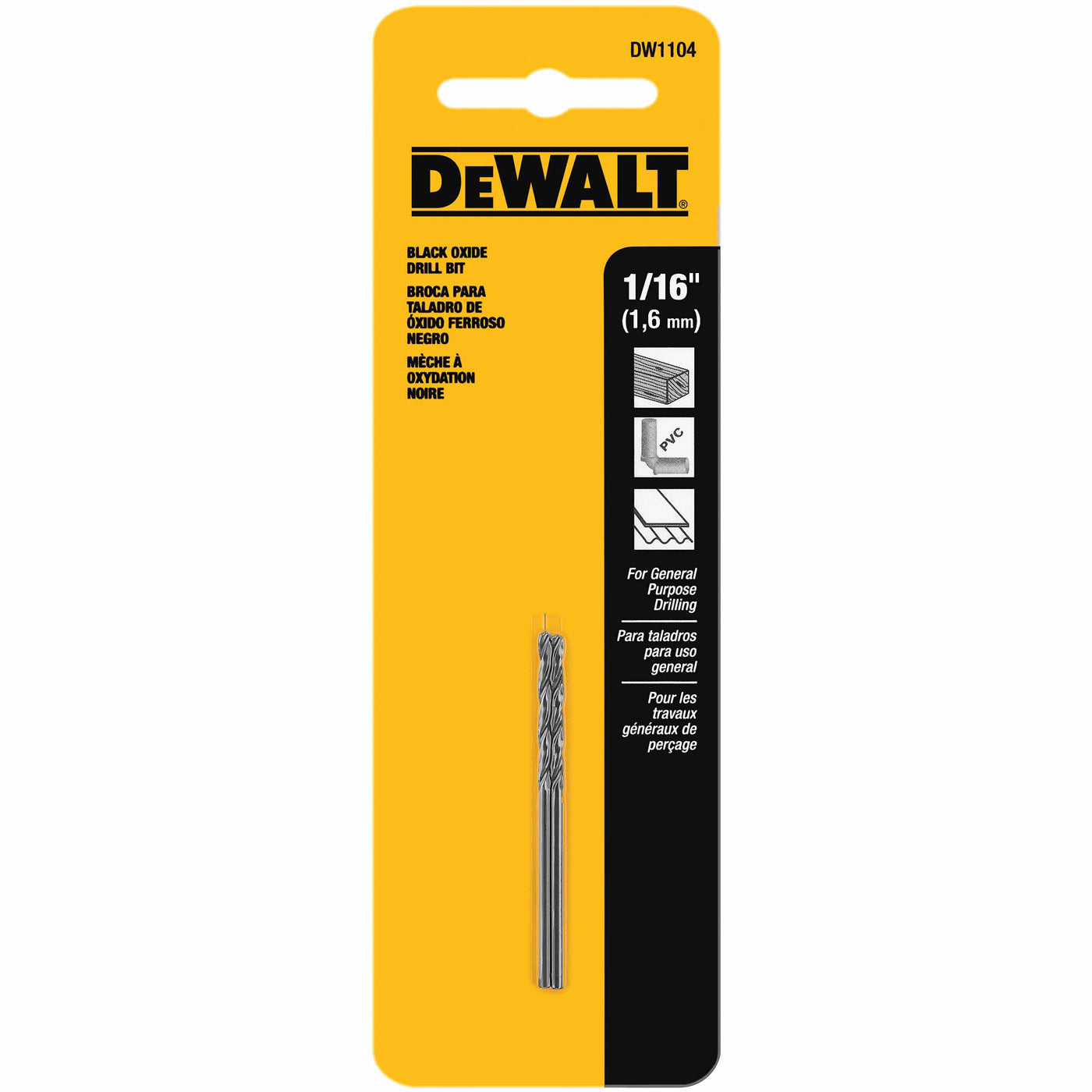 DeWalt DW1104 1/16" Black Oxide Split Point Drill Bit (2-Pack)