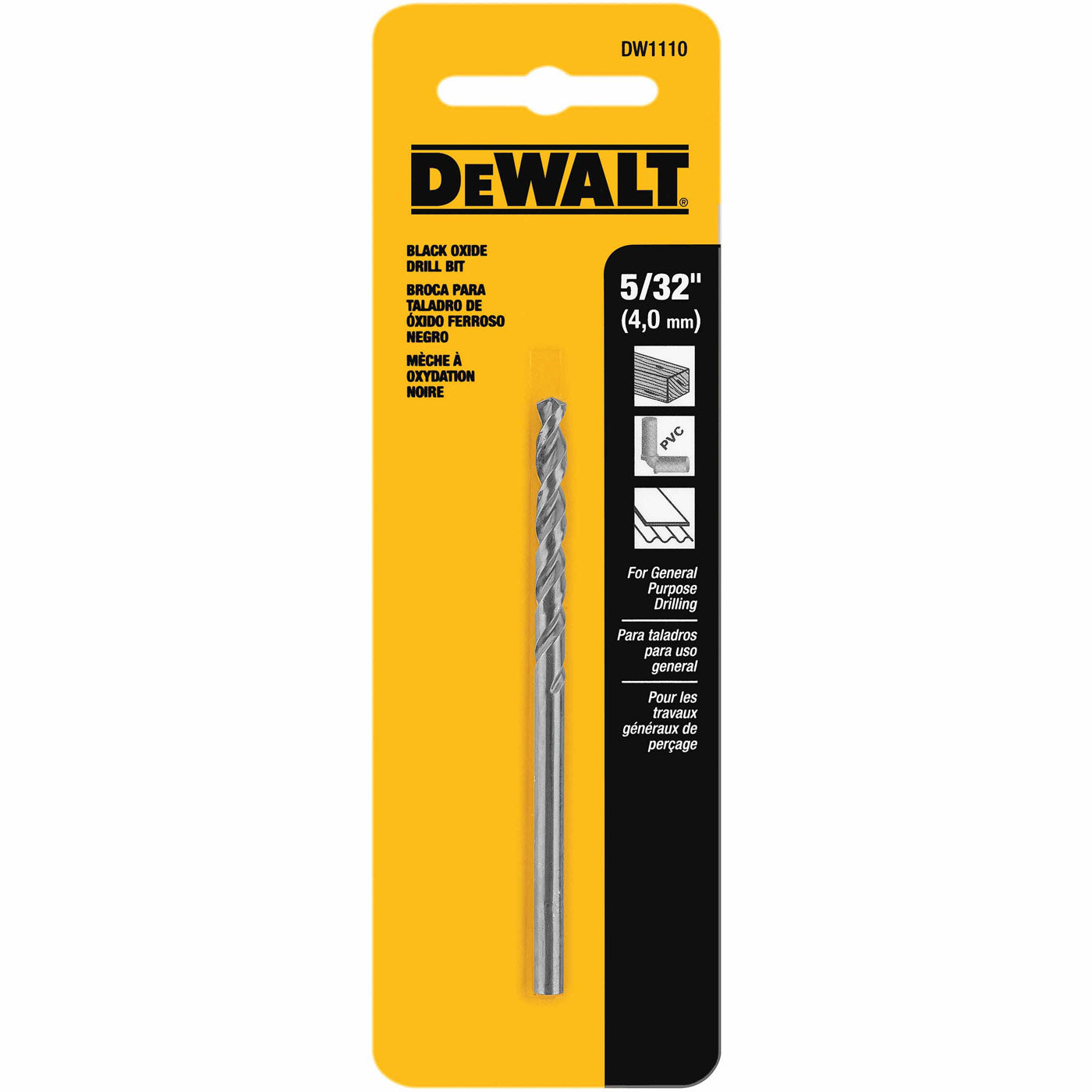 DeWalt DW1110 5/32" Black Oxide Split Point Drill Bit