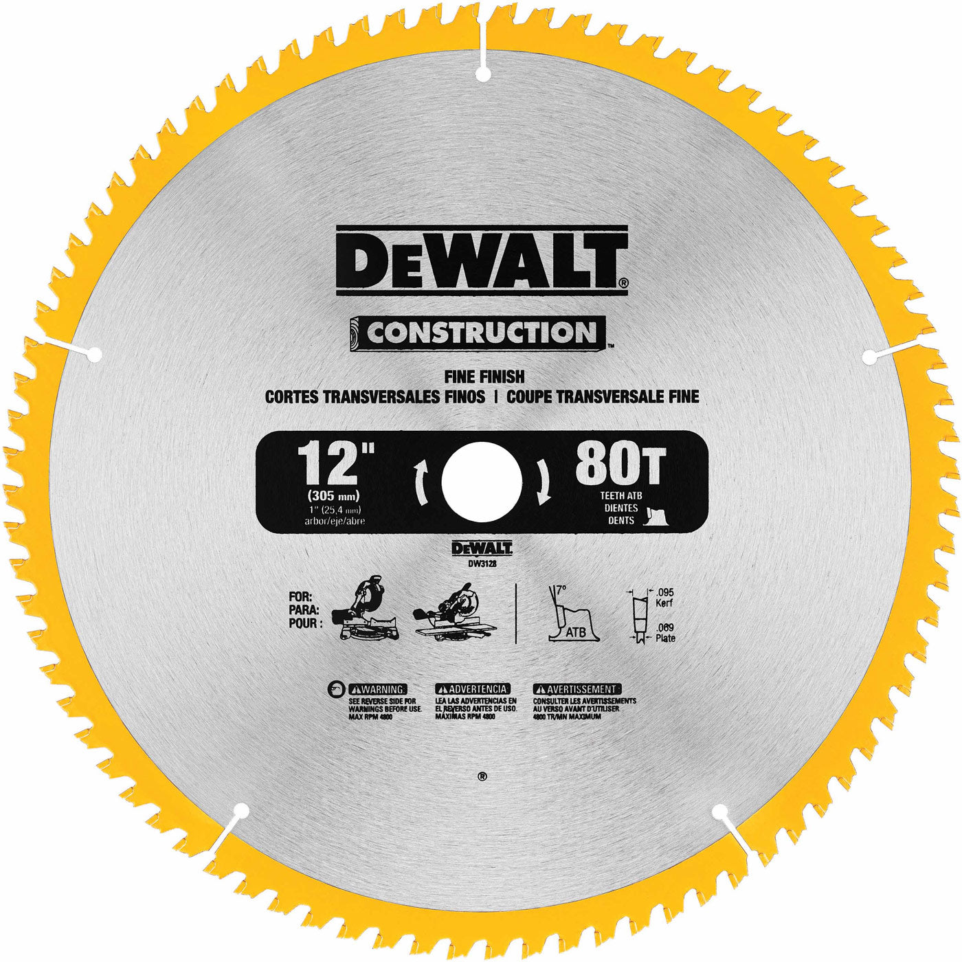 DeWalt DW3128 Series 20 12" 80T Circular Saw Blade