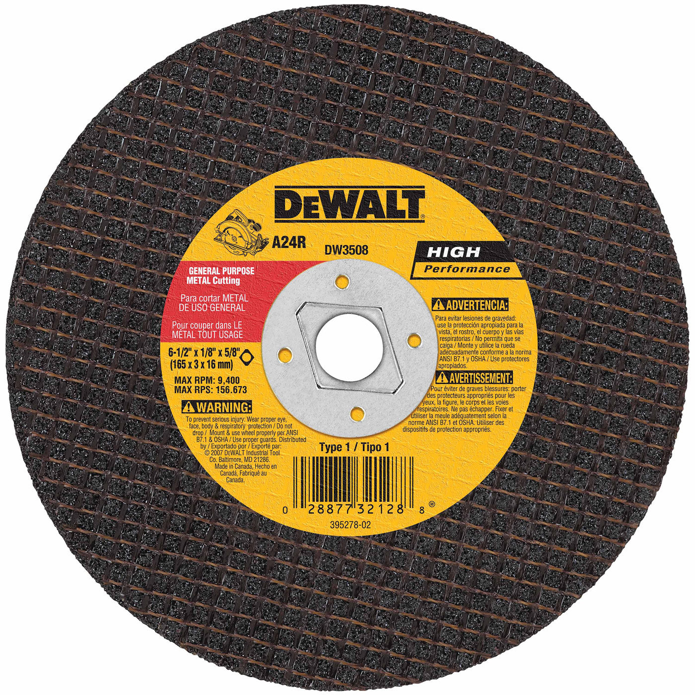 DeWalt DW3508 6-1/2" x 1/8" Metal Abrasive Saw Blade