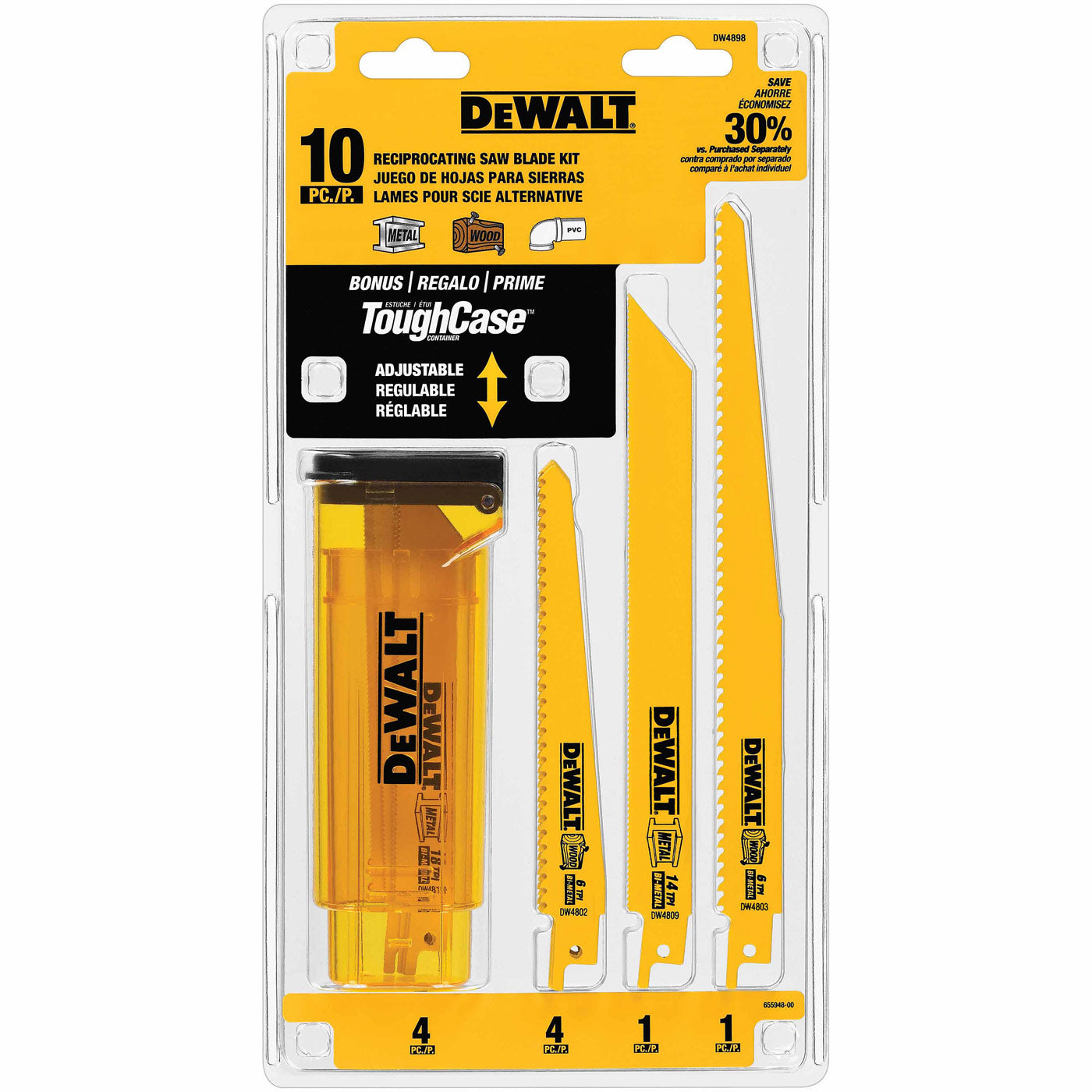 DeWalt DW4898 10Pc Wood/Metal Cutting Set