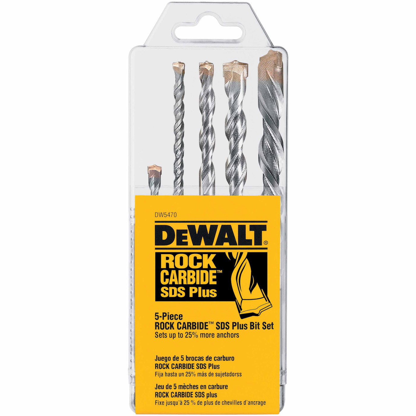 DeWalt DW5470 5 Piece Rock Carbide SDS Plus Drill Bit Set
