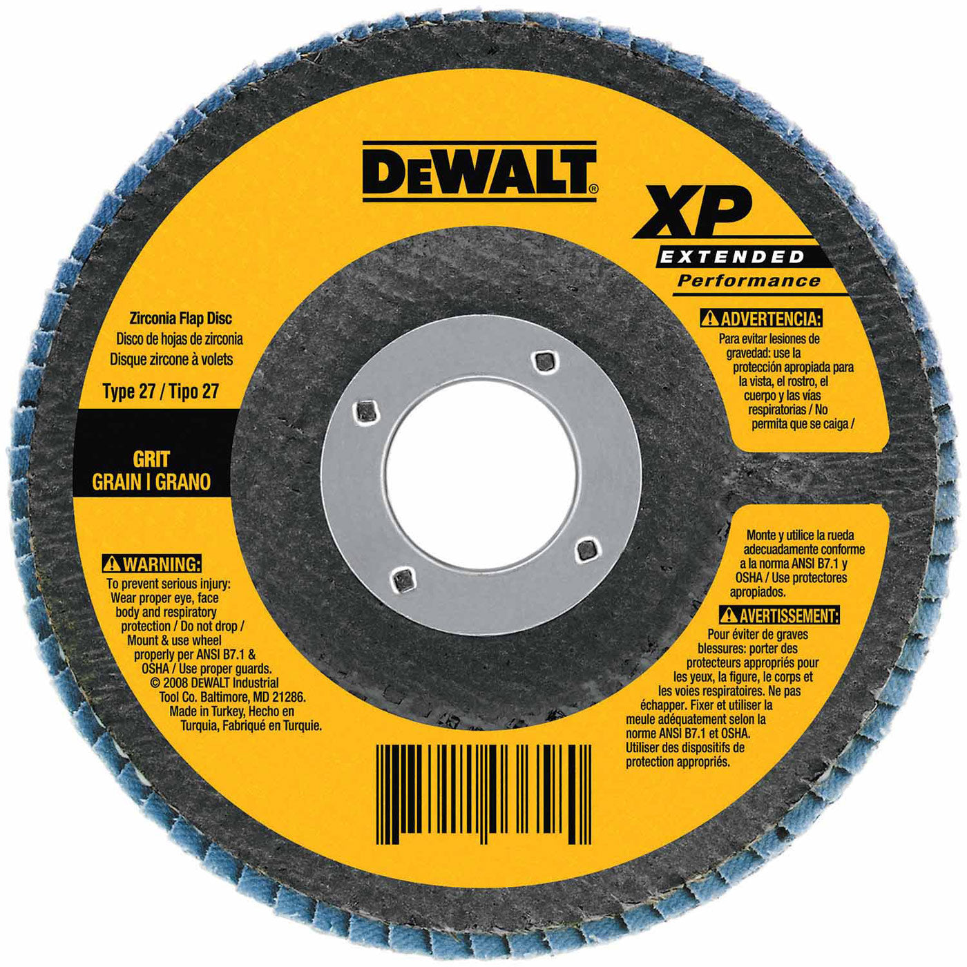 DeWalt DW8312 4-1/2" x 5/8"-11 60 Grit Zirconia Flap Disc