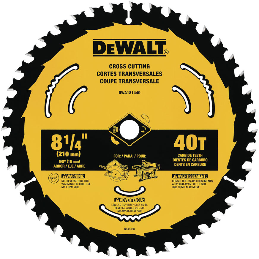 DeWalt DWA181440 8-1/4" 40T Small Diameter Circular Saw Blade
